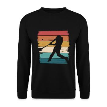Retro Baseball Silhouette im Vintage-Stil - Unisex Pullover - Schwarz - Vorne - Alina (178cm) & Michal (187cm)