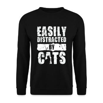 Facilement distrait par les chats - Sweat-shirt Unisexe - noir - Devant - Alina (178cm) & Michal (187cm)
