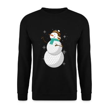 Bonhomme de neige joyeux fait de balles de golf - Sweat-shirt Unisexe - noir - Devant - Alina (178cm) & Michal (187cm)