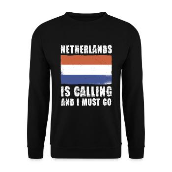 Netherlands Is Calling And I Must Go - Unisex Pullover - Schwarz - Vorne - Alina (178cm) & Michal (187cm)