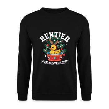 Rentier war ausverkauft - lustiges Weihnachten - Unisex Pullover - Schwarz - Vorne - Alina (178cm) & Michal (187cm)