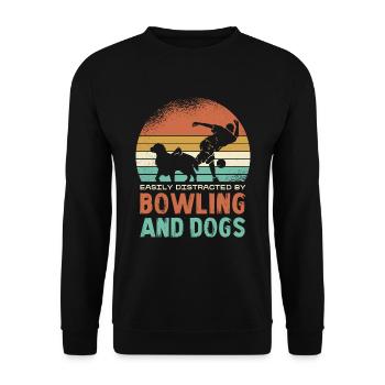 Easily distracted by bowling and dogs - Unisex Sweatshirt - black - Front - Alina (178cm) & Michal (187cm)