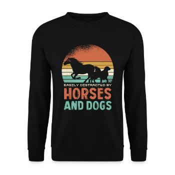 Facilement distrait par les chevaux et les chiens - Sweat-shirt Unisexe - noir - Devant - Alina (178cm) & Michal (187cm)