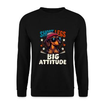 Hund Dackel Pfotenabdruck Beanie Dackelfreund Wau - Unisex Pullover - Schwarz - Vorne - Alina (178cm) & Michal (187cm)