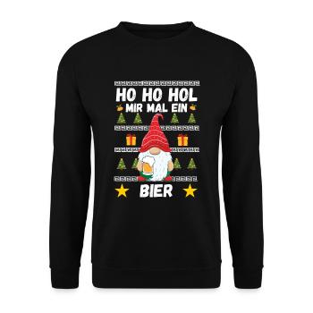 Christmas Beer Gnome Christmas Market Funny - Unisex Sweatshirt - black - Front - Alina (178cm) & Michal (187cm)