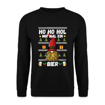 Beer Gnome Christmas Christmas Party Hohoho - Unisex Sweatshirt - black - Front - Alina (178cm) & Michal (187cm)