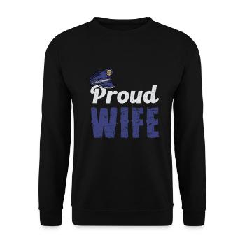 Proud Wife Police Theme - Unisex Sweatshirt - black - Front - Alina (178cm) & Michal (187cm)