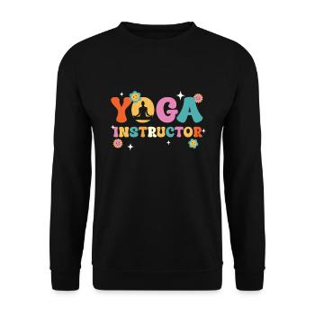 Lettrage coloré de l’instructeur de yoga avec - Sweat-shirt Unisexe - noir - Devant - Alina (178cm) & Michal (187cm)
