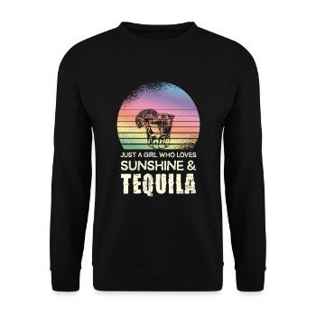 Ein Mädchen, Das Sonne Und Tequila Liebt - Unisex Pullover - Schwarz - Vorne - Alina (178cm) & Michal (187cm)