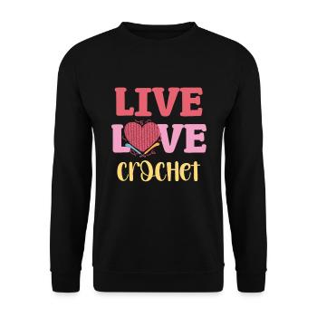 Crochet Live Love pour les fans de créativité - Sweat-shirt Unisexe - noir - Devant - Alina (178cm) & Michal (187cm)