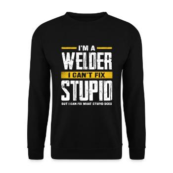 Schweißer Können Nicht Dummheit Reparieren - Unisex Pullover - Schwarz - Vorne - Alina (178cm) & Michal (187cm)