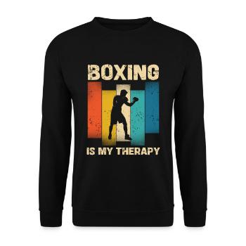 La boxe est ma thérapie style rétro - Sweat-shirt Unisexe - noir - Devant - Alina (178cm) & Michal (187cm)