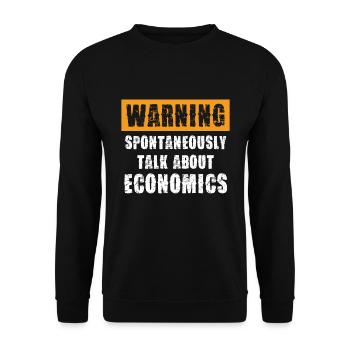 Achtung Spontane Gespräche Über Wirtschaft - Unisex Pullover - Schwarz - Vorne - Alina (178cm) & Michal (187cm)