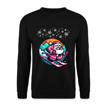 Christmas Skiing Santa Claus Winter Snow - Unisex Sweatshirt - black - Front - Alina (178cm) & Michal (187cm)