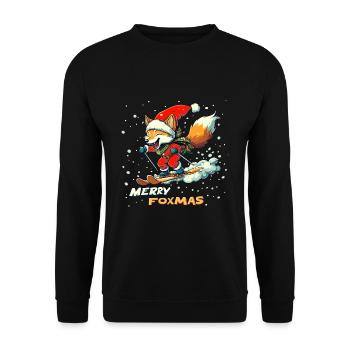 Noël Renard Joyeux Foxmas Ski Neige - Sweat-shirt Unisexe - noir - Devant - Alina (178cm) & Michal (187cm)