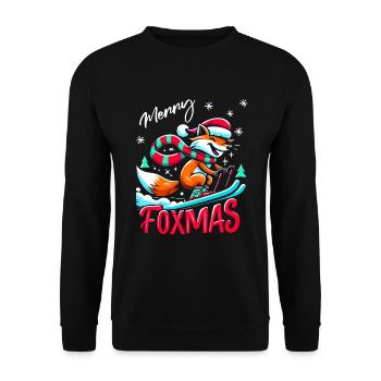 Merry Foxmas Renard Ski Ski Fun Drôle - Sweat-shirt Unisexe - noir - Devant - Alina (178cm) & Michal (187cm)