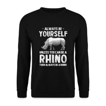 Motif de rhinocéros Always Be Yourself - Sweat-shirt Unisexe - noir - Devant - Alina (178cm) & Michal (187cm)