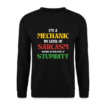 Mécanique Sarcasme Stupidité Humour Dire - Sweat-shirt Unisexe - noir - Devant - Alina (178cm) & Michal (187cm)