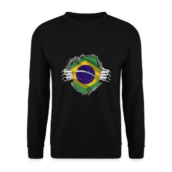 Brasilianische Flagge Stärke Stolz - Unisex Pullover - Schwarz - Vorne - Alina (178cm) & Michal (187cm)
