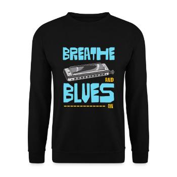 Blues On Mundharmonika - Unisex Pullover - Schwarz - Vorne - Alina (178cm) & Michal (187cm)