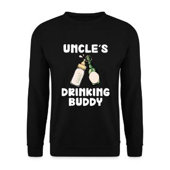 Uncle's Drinking Buddy Funny Motif - Unisex Sweatshirt - black - Front - Alina (178cm) & Michal (187cm)
