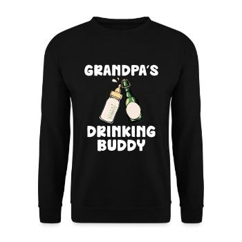 Grandpa's Drinking Buddy Funny Motif - Unisex Sweatshirt - black - Front - Alina (178cm) & Michal (187cm)