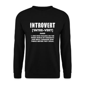 Introvert Definition Humor Statement - Unisex Pullover - Schwarz - Vorne - Alina (178cm) & Michal (187cm)