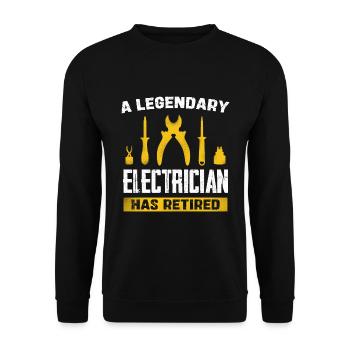 A legendary electrician is retired - Unisex Sweatshirt - black - Front - Alina (178cm) & Michal (187cm)