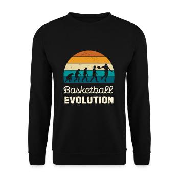 Basketball Evolution Vintage Stil - Unisex Pullover - Schwarz - Vorne - Alina (178cm) & Michal (187cm)