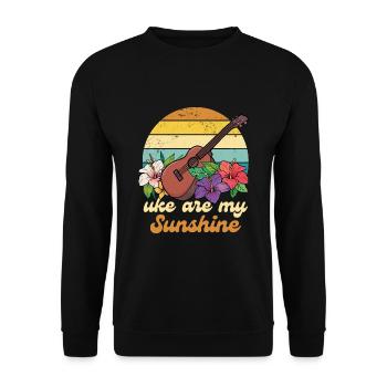 Uke Are My Sunshine Vintage Ukulele Blumen - Unisex Pullover - Schwarz - Vorne - Alina (178cm) & Michal (187cm)