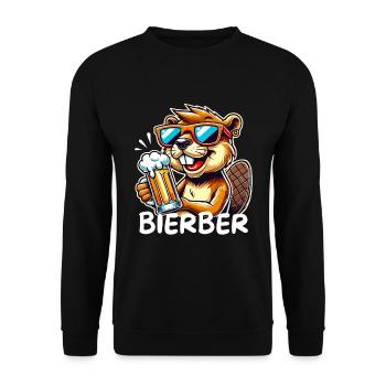 Biber liebt Bier Party Sonnenbrille Karneval Alaaf - Unisex Pullover - Schwarz - Vorne - Alina (178cm) & Michal (187cm)
