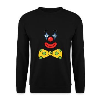 Bunte Clown Fasnacht Fasching Karneval Kostüm Idee - Unisex Pullover - Schwarz - Vorne - Alina (178cm) & Michal (187cm)