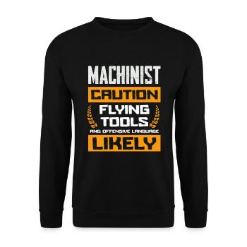 Beware of Flying Tools Machinist Design - Unisex Sweatshirt - black - Front - Alina (178cm) & Michal (187cm)