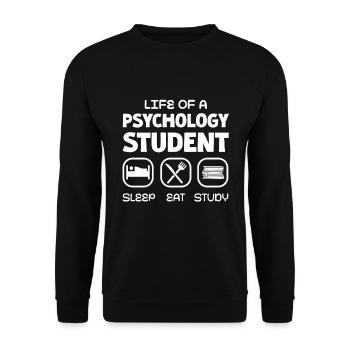 La vie d’un étudiant en psychologie : dormir, manger, - Sweat-shirt Unisexe - noir - Devant - Alina (178cm) & Michal (187cm)