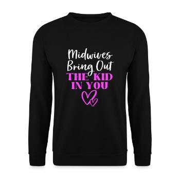 Midwife - Unisex Sweatshirt - black - Front - Alina (178cm) & Michal (187cm)