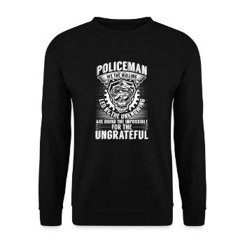 Officier de police cadeau commissaire de police de police - Sweat-shirt Unisexe - noir - Devant - Alina (178cm) & Michal (187cm)
