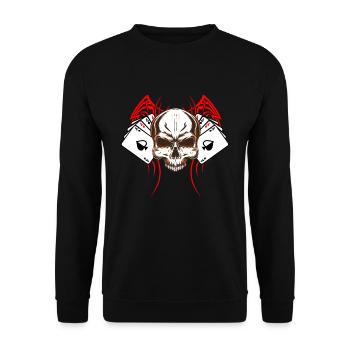 Skull Gambler Texas Hold'em Casino Skull Poker - Sweat-shirt Unisexe - noir - Devant - Alina (178cm) & Michal (187cm)