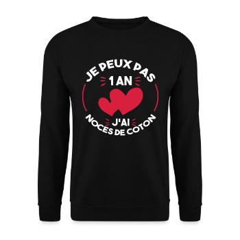 Je peux pas j'ai noces de coton - Sweat-shirt Unisexe - noir - Devant - Alina (178cm) & Michal (187cm)