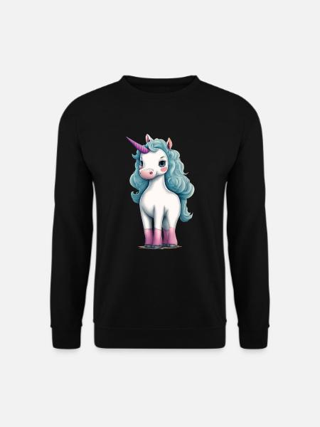 Süßes ausgefallenes Einhorn | Fantasie und Magie - Unisex Pullover - Schwarz