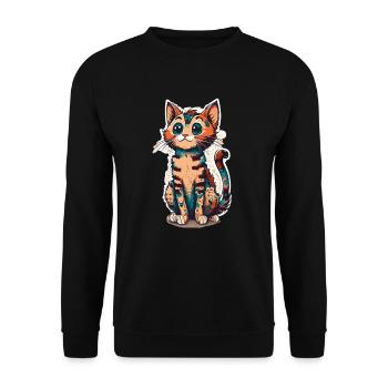 Süßes ausgefallenes Kätzchen | Liebe Katzenfreunde - Unisex Pullover - Schwarz - Vorne - Alina (178cm) & Michal (187cm)