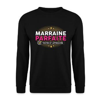 marraine teste approuve - Sweat-shirt Unisexe - noir - Devant - Alina (178cm) & Michal (187cm)