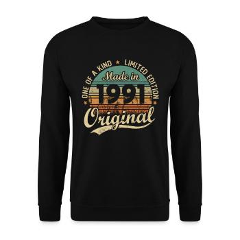 Vintage Rétro Cadeau D’anniversaire 1991 Vintage - Sweat-shirt Unisexe - noir - Devant - Alina (178cm) & Michal (187cm)