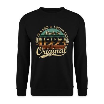 Vintage Rétro Cadeau D’anniversaire 1992 Vintage - Sweat-shirt Unisexe - noir - Devant - Alina (178cm) & Michal (187cm)