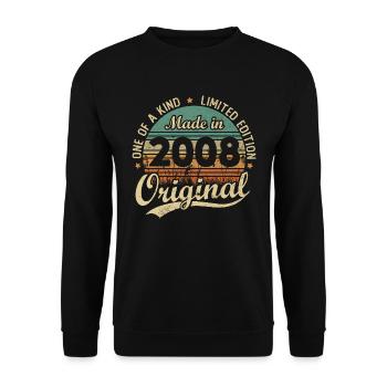 Vintage Rétro Cadeau D’anniversaire 2008 Vintage - Sweat-shirt Unisexe - noir - Devant - Alina (178cm) & Michal (187cm)