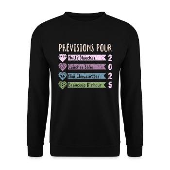 Grossesse Prévisions Pour 2025 Future Maman cadeau - Sweat-shirt Unisexe - noir - Devant - Alina (178cm) & Michal (187cm)
