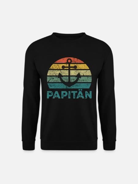 Papitän – Lustiges Vatertagsgeschenk mit Anker - Unisex Pullover - Schwarz