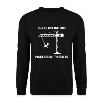 Kranführer Spruch Kran Design Crane Operator Humor - Unisex Pullover - Schwarz - Vorne - Alina (178cm) & Michal (187cm)