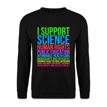 I Support Science - Unisex Sweatshirt - black - Front - Alina (178cm) & Michal (187cm)