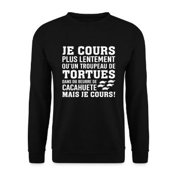 Je cours plus lentement qu'un troupeau de tortues - Sweat-shirt Unisexe - noir - Devant - Alina (178cm) & Michal (187cm)