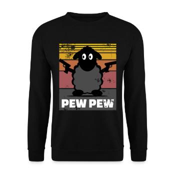 Mouton - Pew Pew Crazy Design Cadeau - Sweat-shirt Unisexe - noir - Devant - Alina (178cm) & Michal (187cm)
